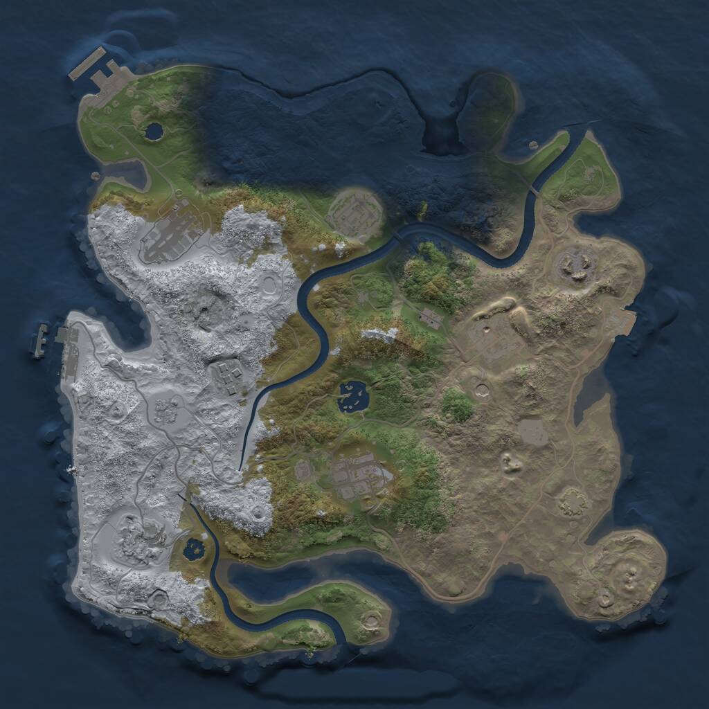 Rust Map: Procedural Map, Size: 3250, Seed: 1137345005, 14 Monuments