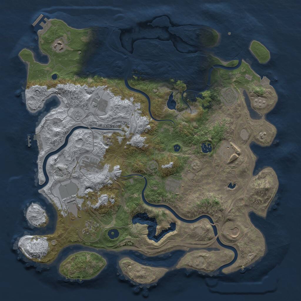 Rust Map: Procedural Map, Size: 4250, Seed: 974451507, 17 Monuments