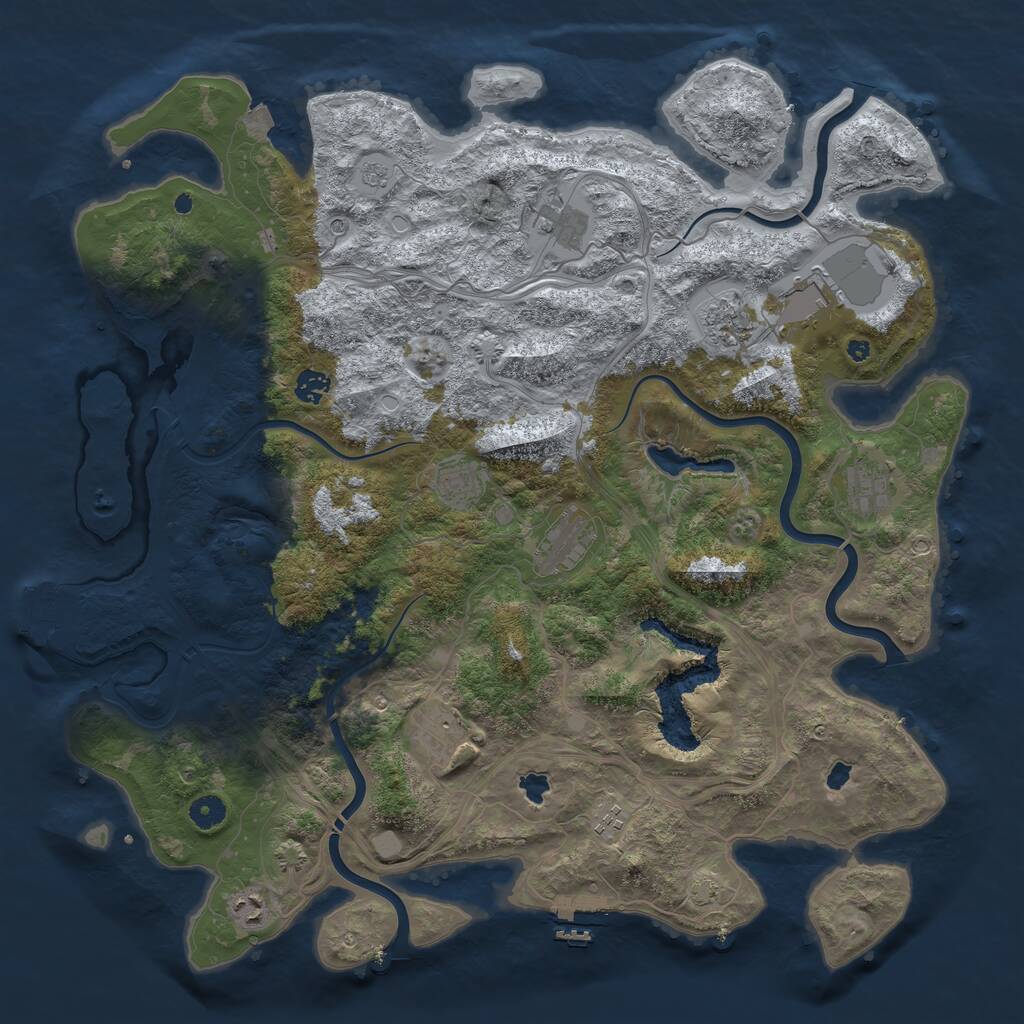Rust Map: Procedural Map, Size: 4500, Seed: 1315333945, 16 Monuments
