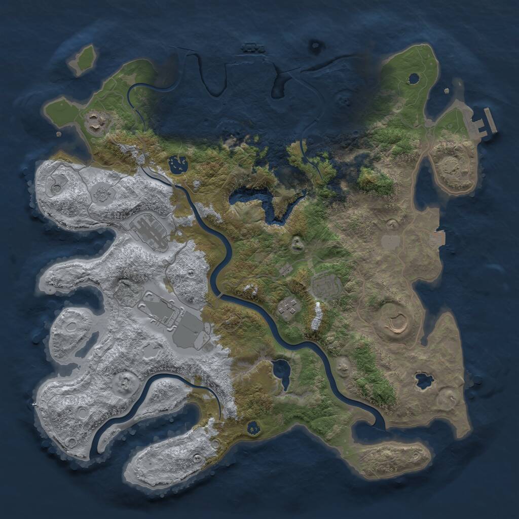 Rust Map: Procedural Map, Size: 4000, Seed: 870372908, 13 Monuments