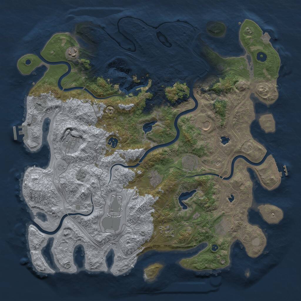 Rust Map: Procedural Map, Size: 4500, Seed: 2049194700, 16 Monuments