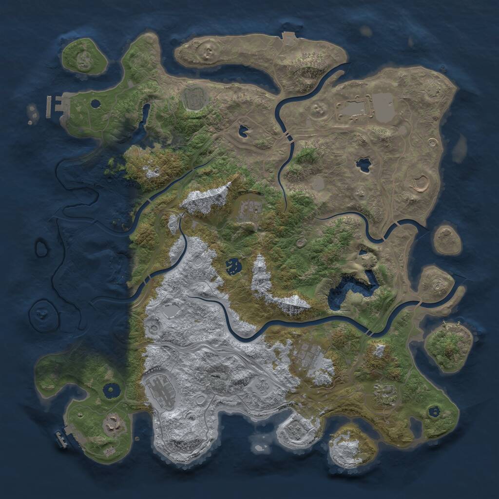 Rust Map: Procedural Map, Size: 4500, Seed: 6840363, 16 Monuments