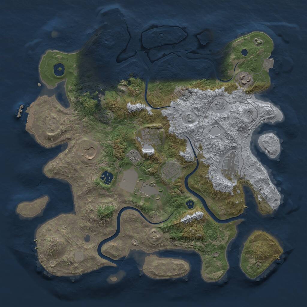 Rust Map: Procedural Map, Size: 3749, Seed: 1337, 14 Monuments