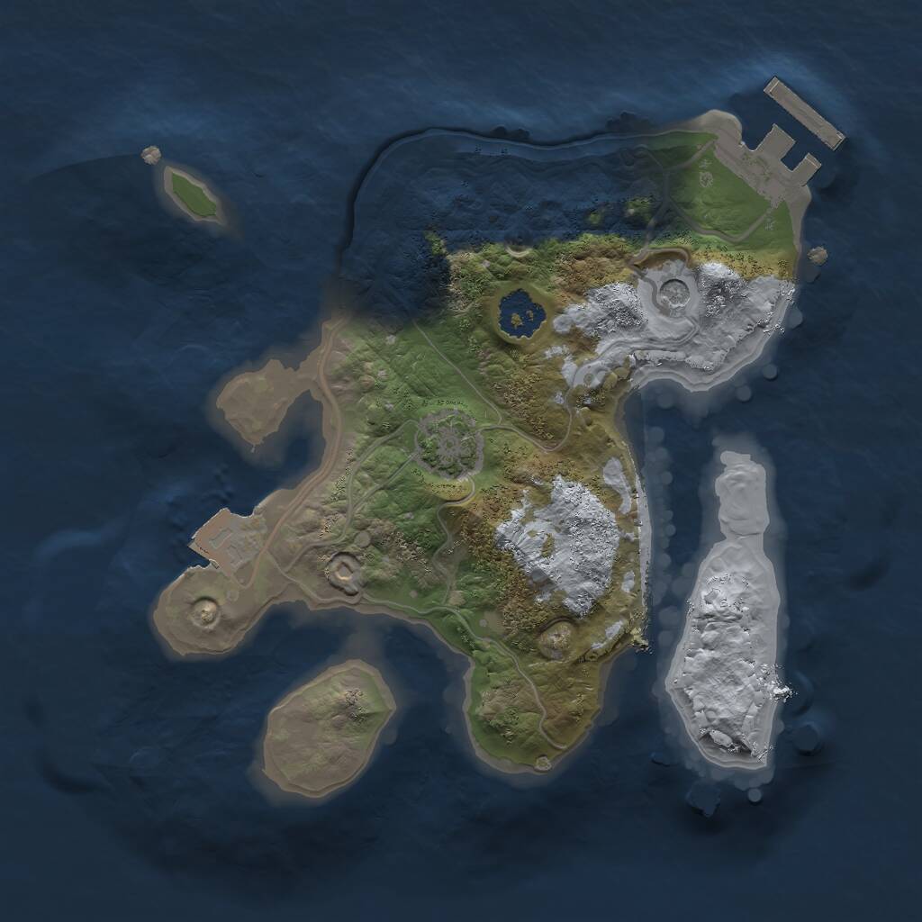 Rust Map: Procedural Map, Size: 2000, Seed: 1443839275, 4 Monuments