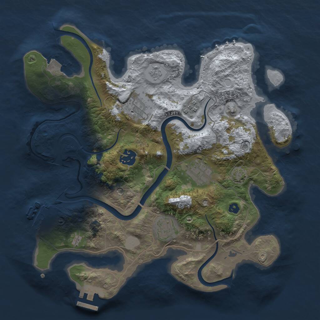 Rust Map: Procedural Map, Size: 3000, Seed: 897581, 11 Monuments