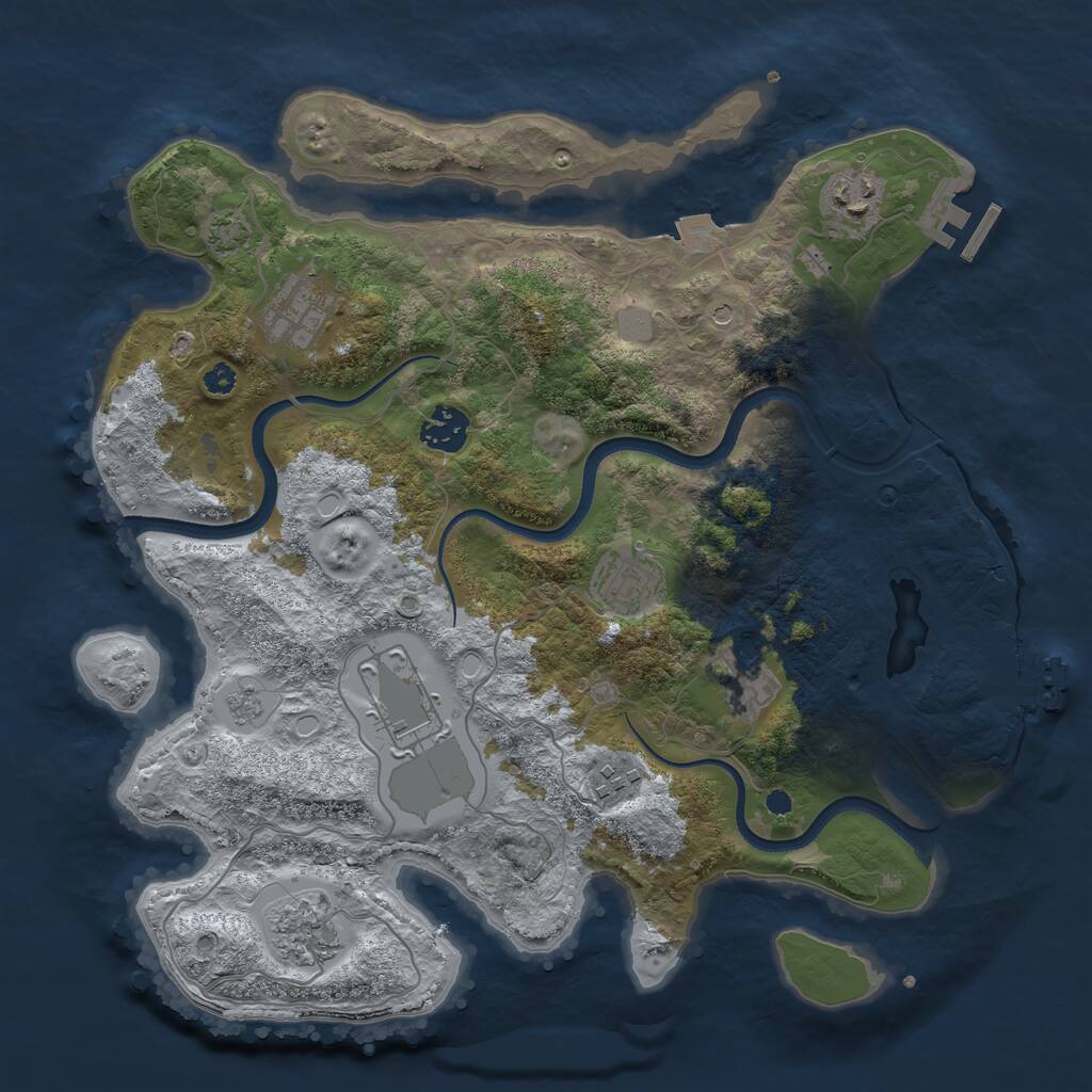 Rust Map: Procedural Map, Size: 3500, Seed: 1517968202, 14 Monuments