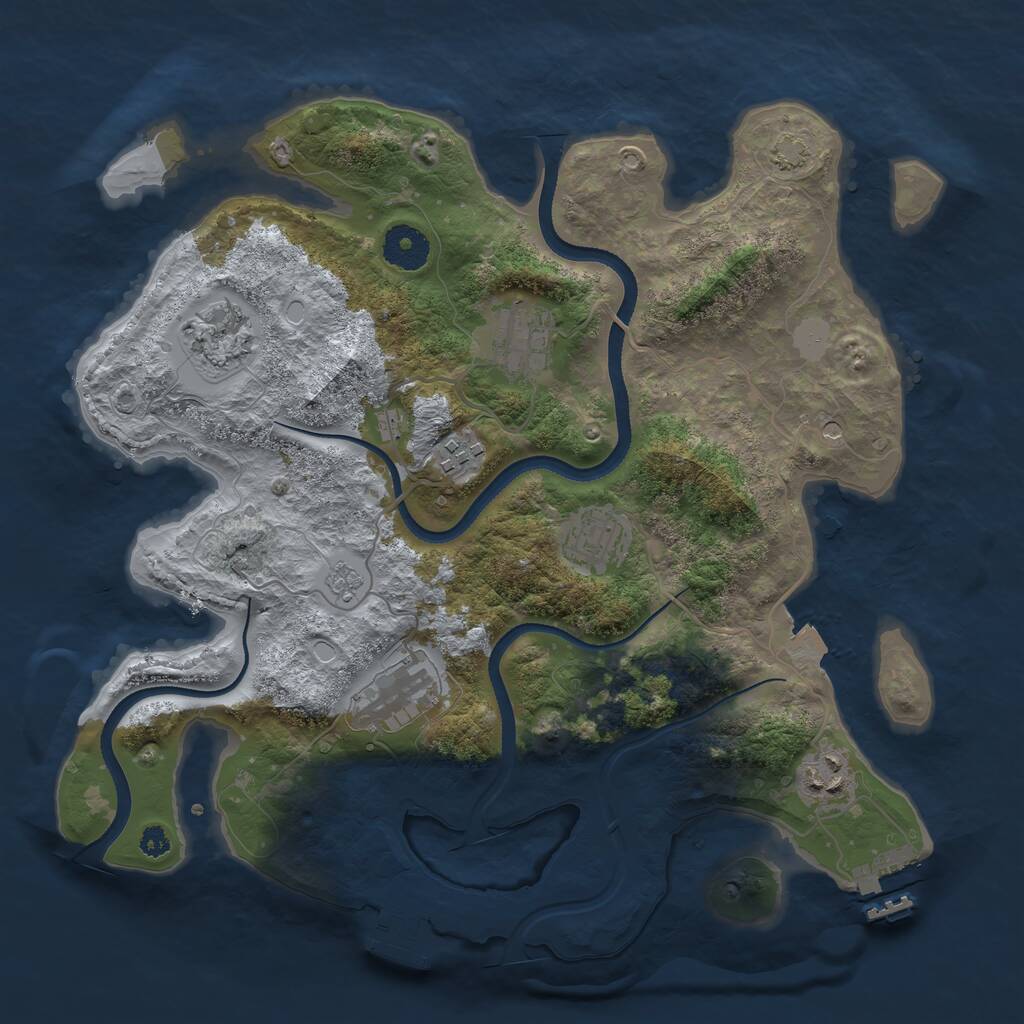 Rust Map: Procedural Map, Size: 3400, Seed: 693244907, 12 Monuments