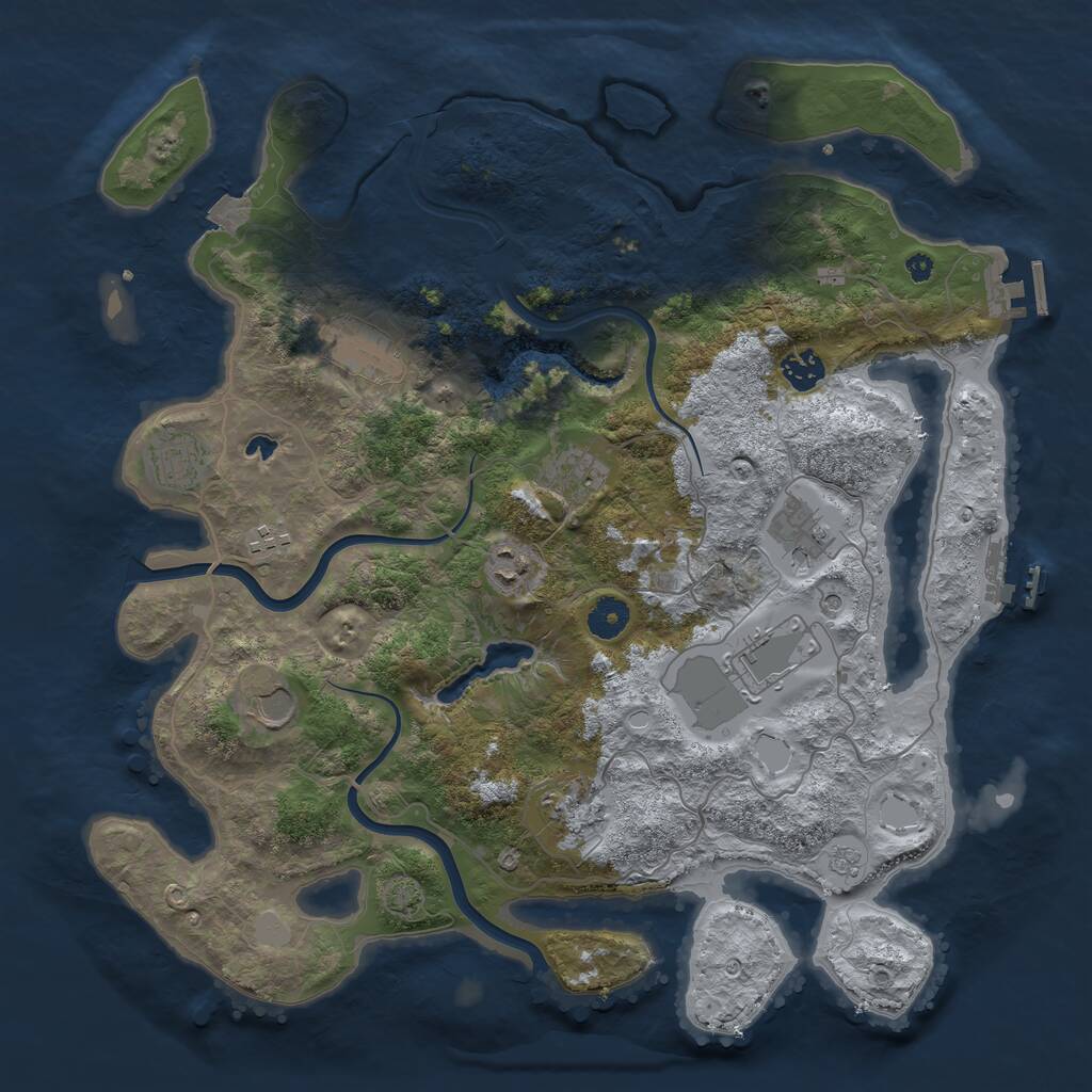 Rust Map: Procedural Map, Size: 4000, Seed: 958099275, 16 Monuments