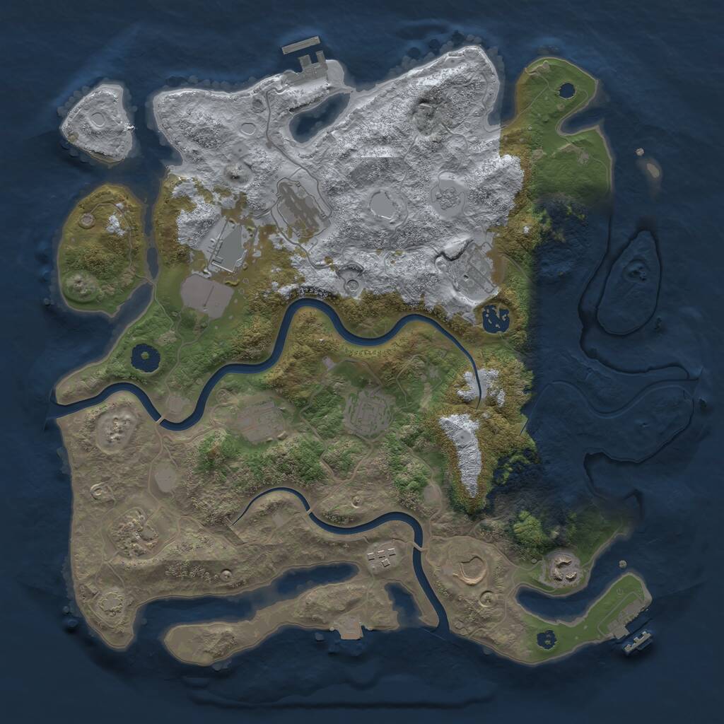 Rust Map: Procedural Map, Size: 3800, Seed: 886789531, 16 Monuments