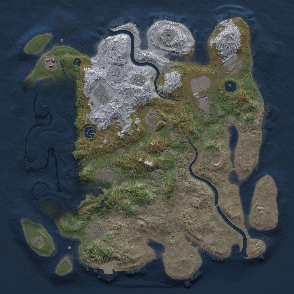 Rust Map: Procedural Map, Size: 3800, Seed: 444787391, 15 Monuments