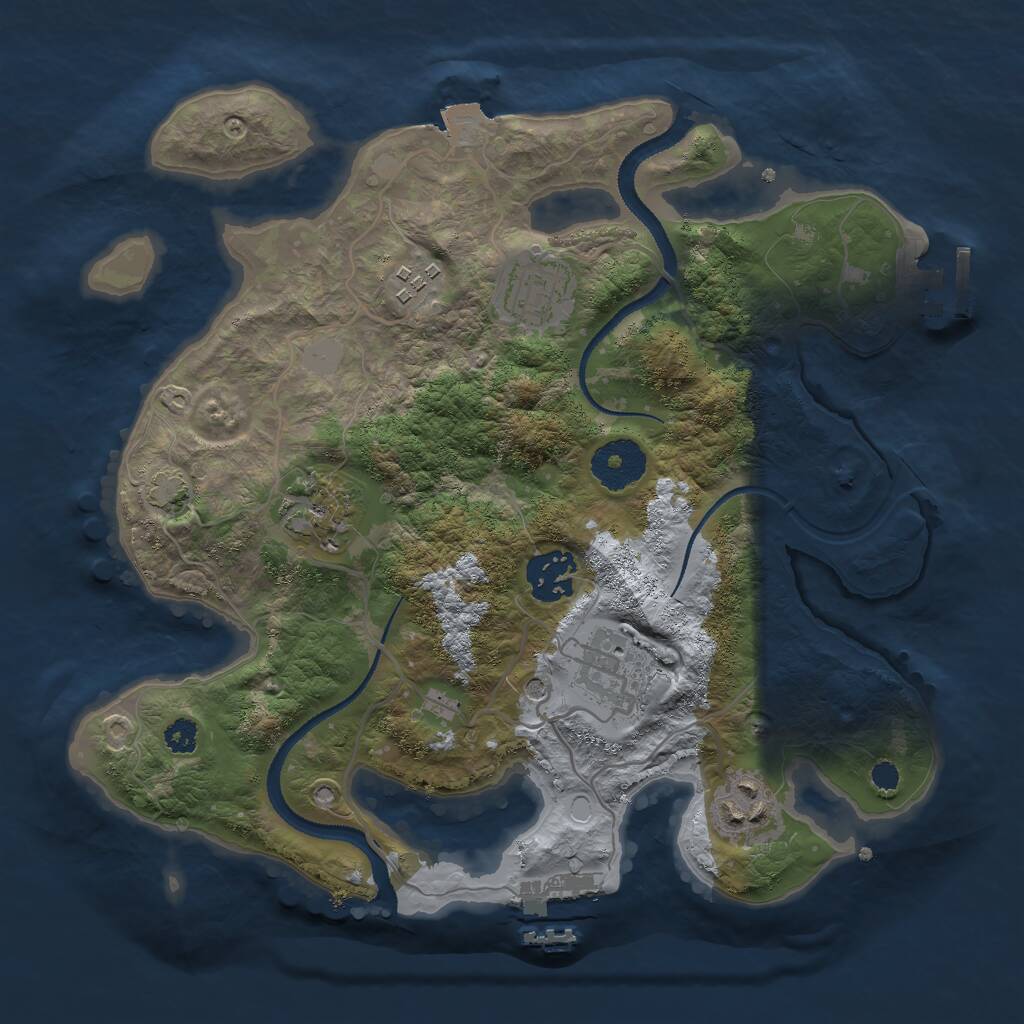 Rust Map: Procedural Map, Size: 3000, Seed: 132354237, 11 Monuments