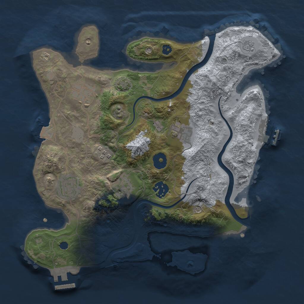 Rust Map: Procedural Map, Size: 3000, Seed: 87291, 12 Monuments