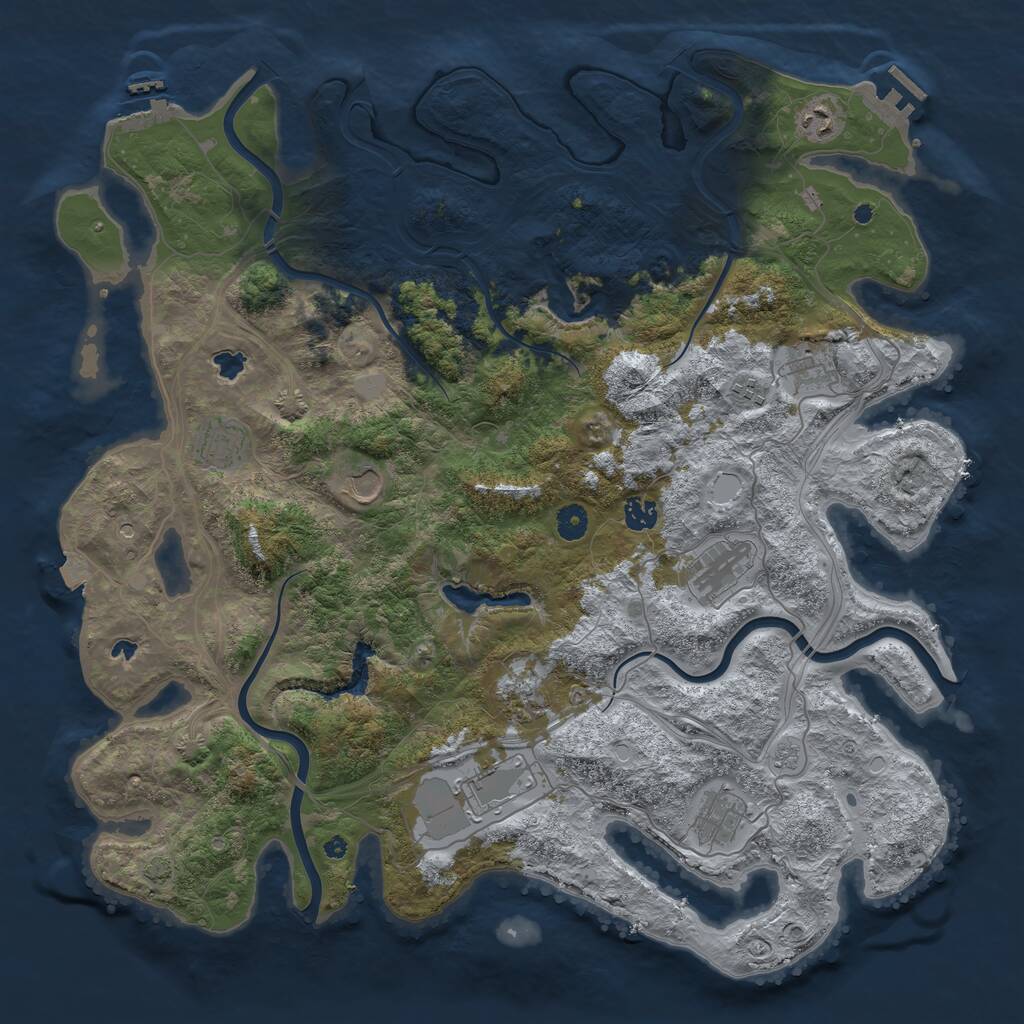 Rust Map: Procedural Map, Size: 4500, Seed: 3650, 16 Monuments