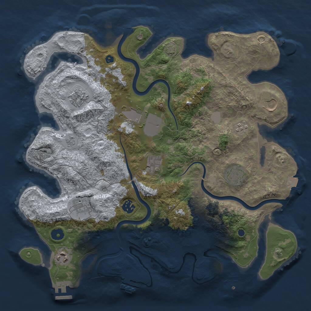 Rust Map: Procedural Map, Size: 3750, Seed: 1169415256, 15 Monuments