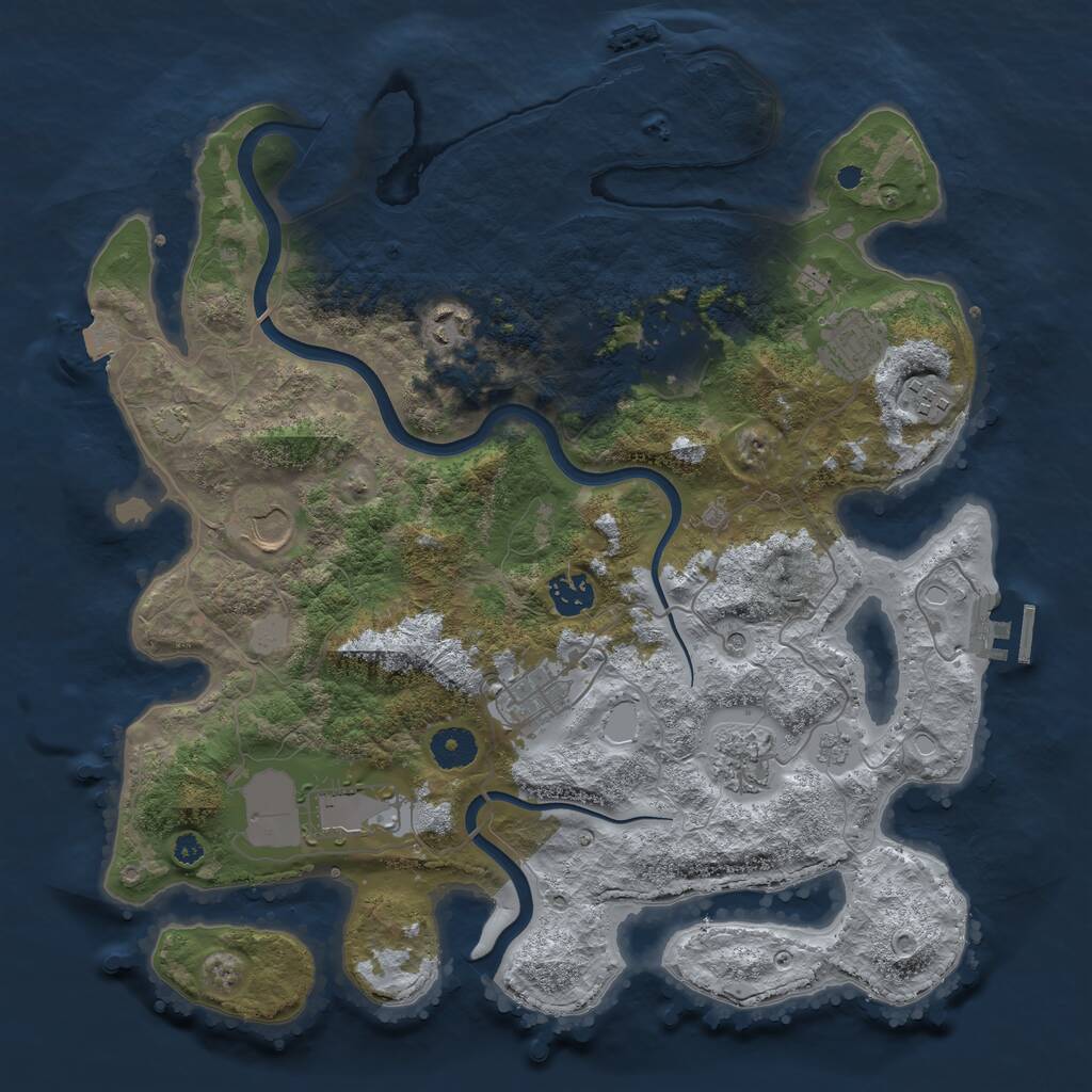 Rust Map: Procedural Map, Size: 3750, Seed: 1790972908, 15 Monuments