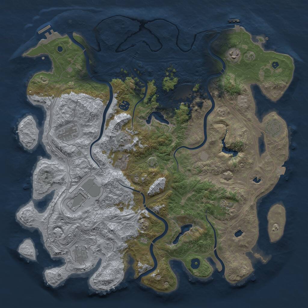 Rust Map: Procedural Map, Size: 4500, Seed: 1889456901, 16 Monuments