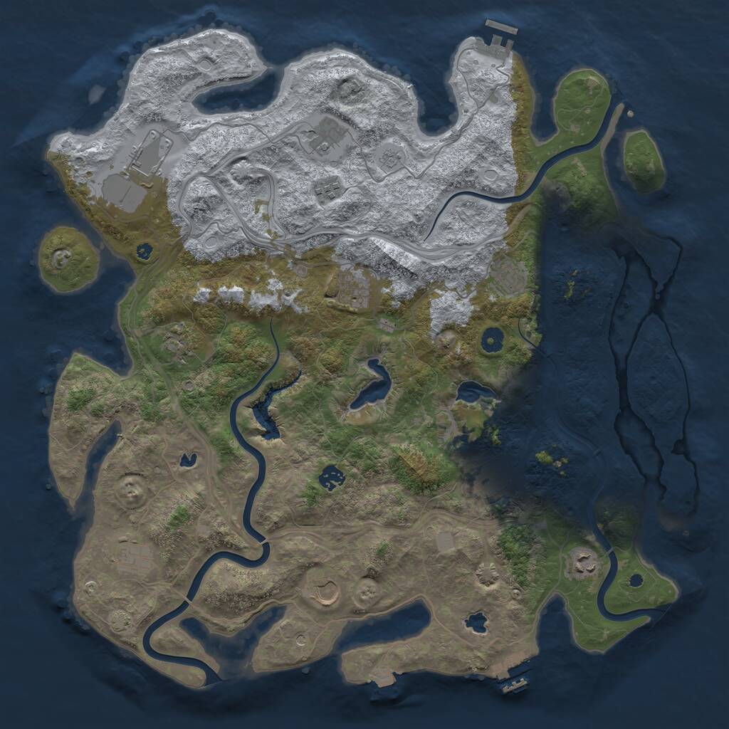 Rust Map: Procedural Map, Size: 4500, Seed: 481130708, 17 Monuments