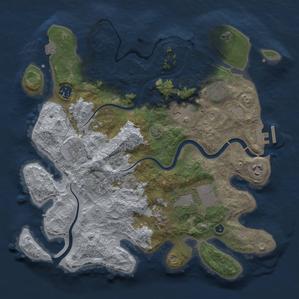 Rust Map: Procedural Map, Size: 3500, Seed: 488022398, 13 Monuments