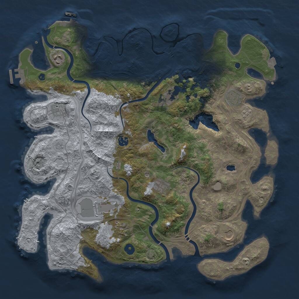 Rust Map: Procedural Map, Size: 4300, Seed: 52459650, 16 Monuments