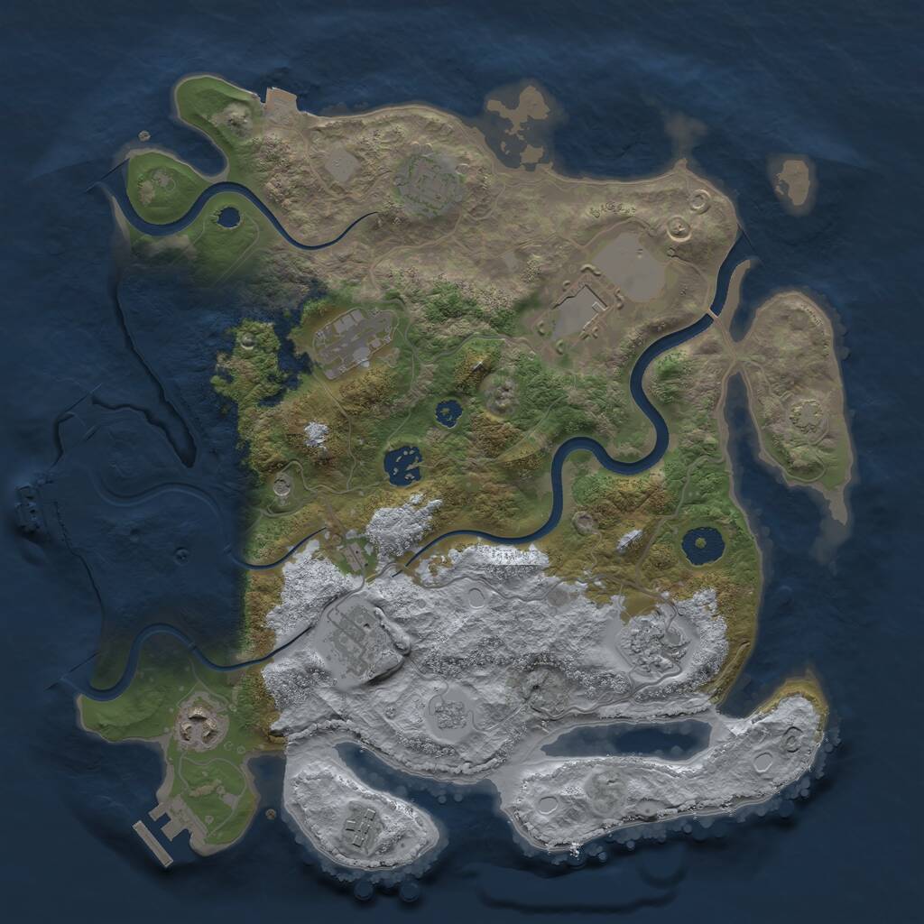 Rust Map: Procedural Map, Size: 3500, Seed: 24431, 14 Monuments