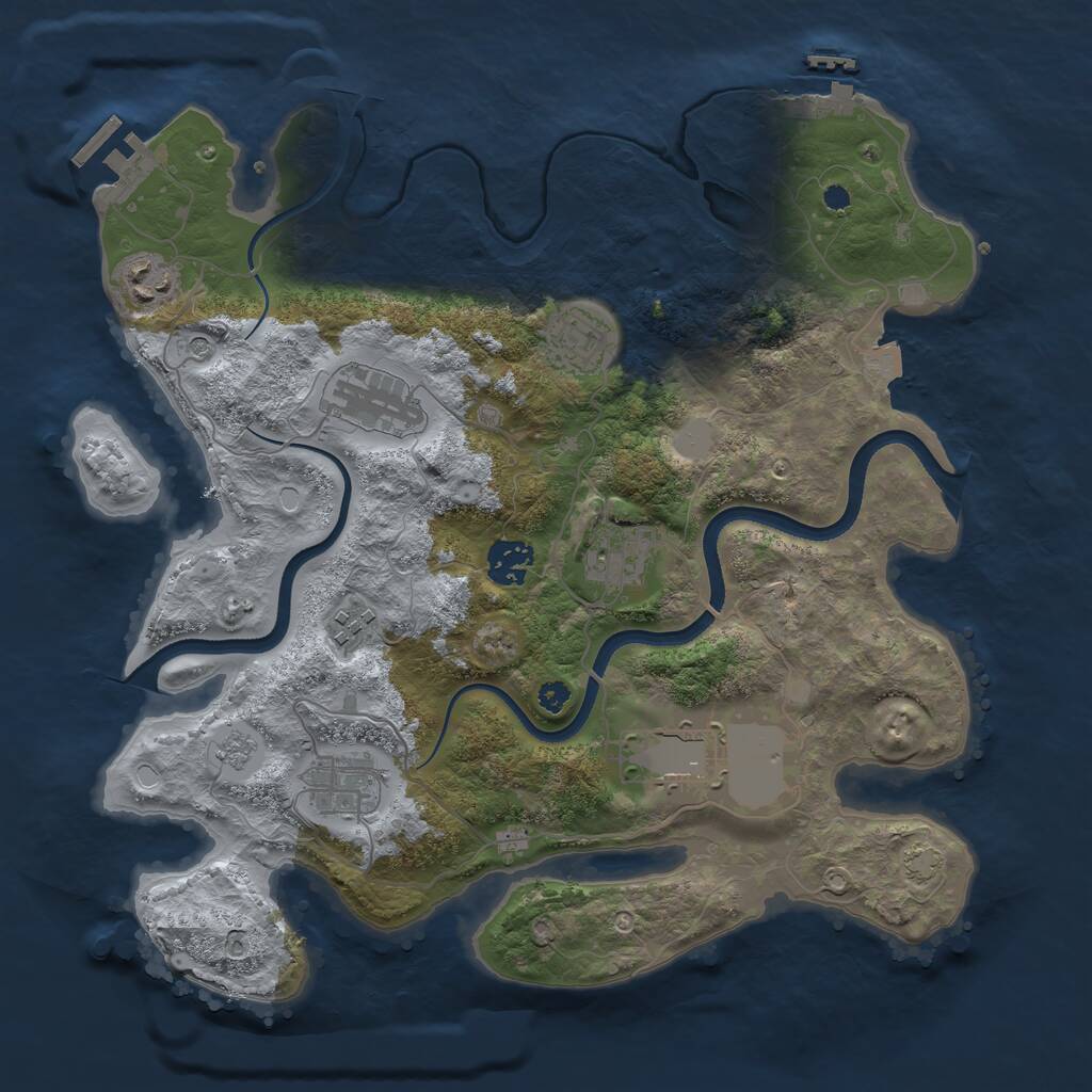 Rust Map: Procedural Map, Size: 3500, Seed: 1663764513, 14 Monuments