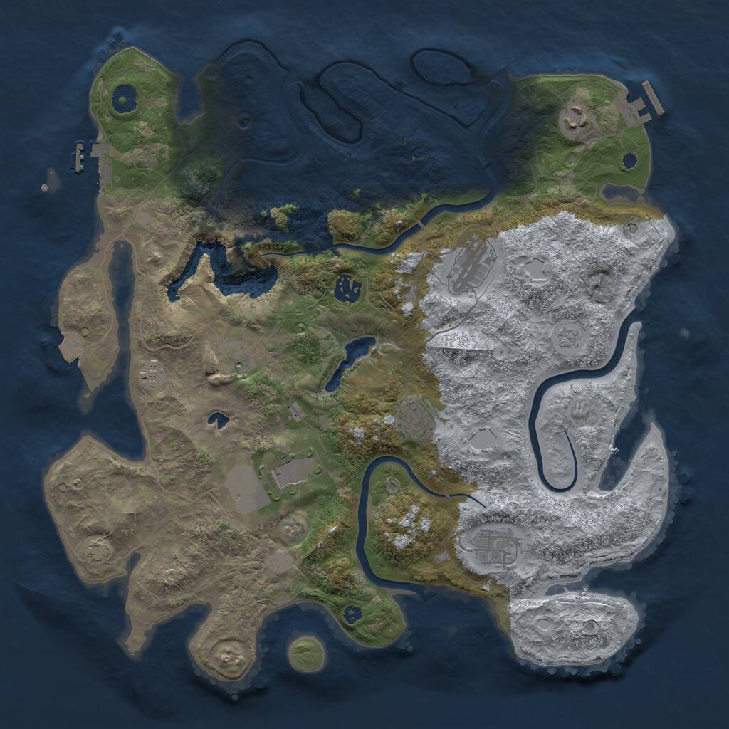 Rust Map: Procedural Map, Size: 4000, Seed: 990364, 14 Monuments