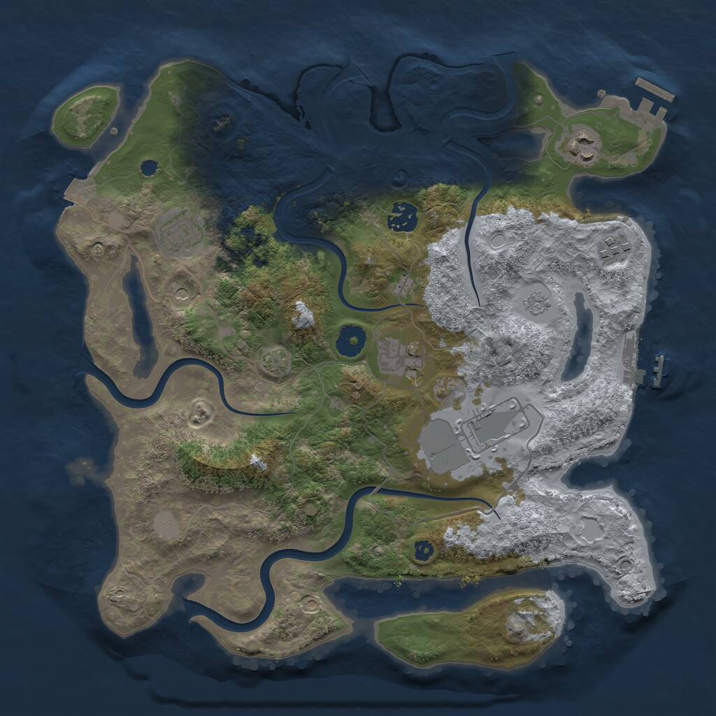 Rust Map: Procedural Map, Size: 3500, Seed: 885375061, 12 Monuments