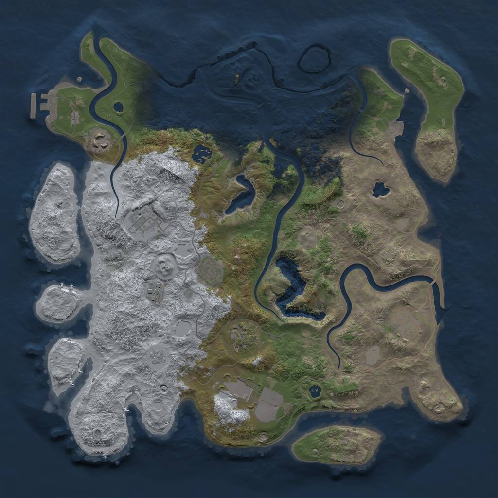 Rust Map: Procedural Map, Size: 4000, Seed: 2106384755, 13 Monuments