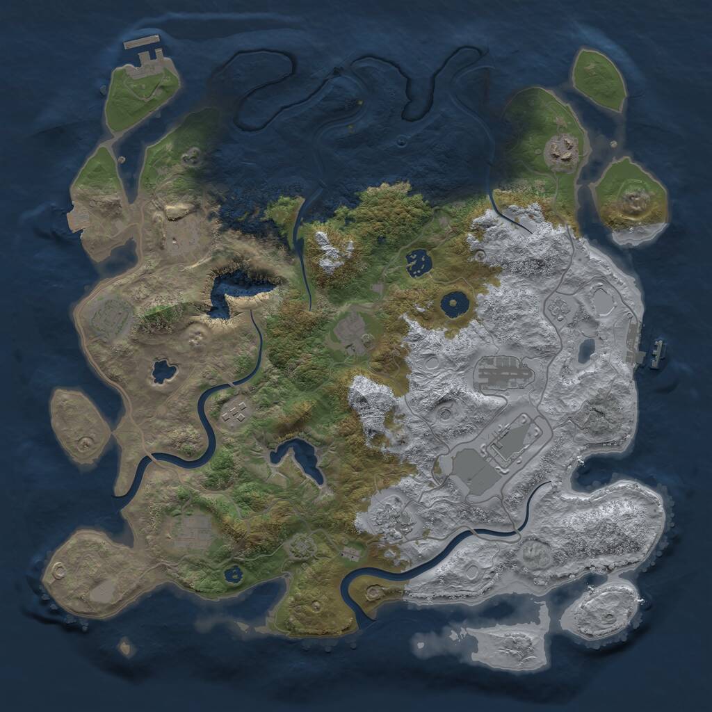 Rust Map: Procedural Map, Size: 4000, Seed: 821503994, 16 Monuments