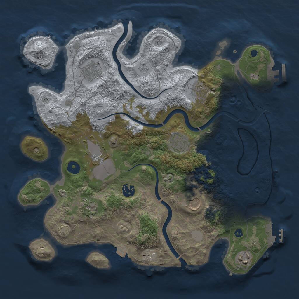 Rust Map: Procedural Map, Size: 3500, Seed: 278595125, 15 Monuments