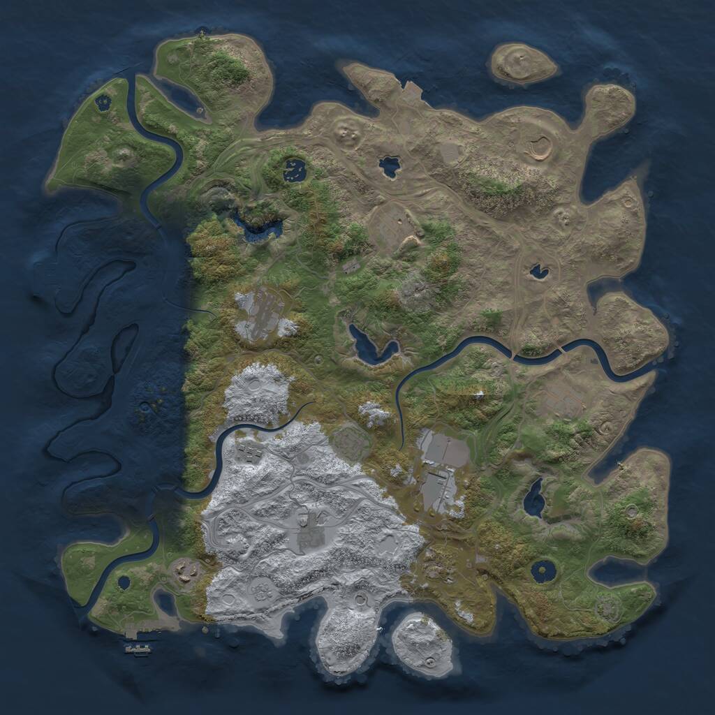 Rust Map: Procedural Map, Size: 4500, Seed: 2130565451, 17 Monuments