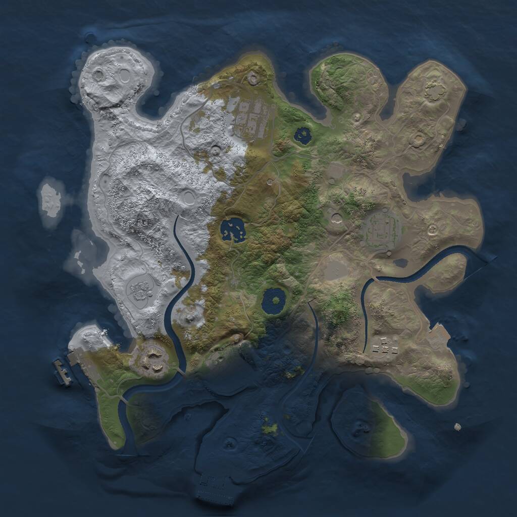 Rust Map: Procedural Map, Size: 3000, Seed: 873207178, 12 Monuments