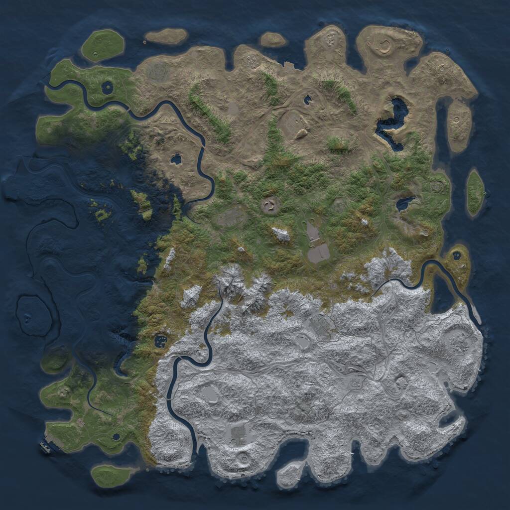 Rust Map: Procedural Map, Size: 6000, Seed: 77685690, 17 Monuments
