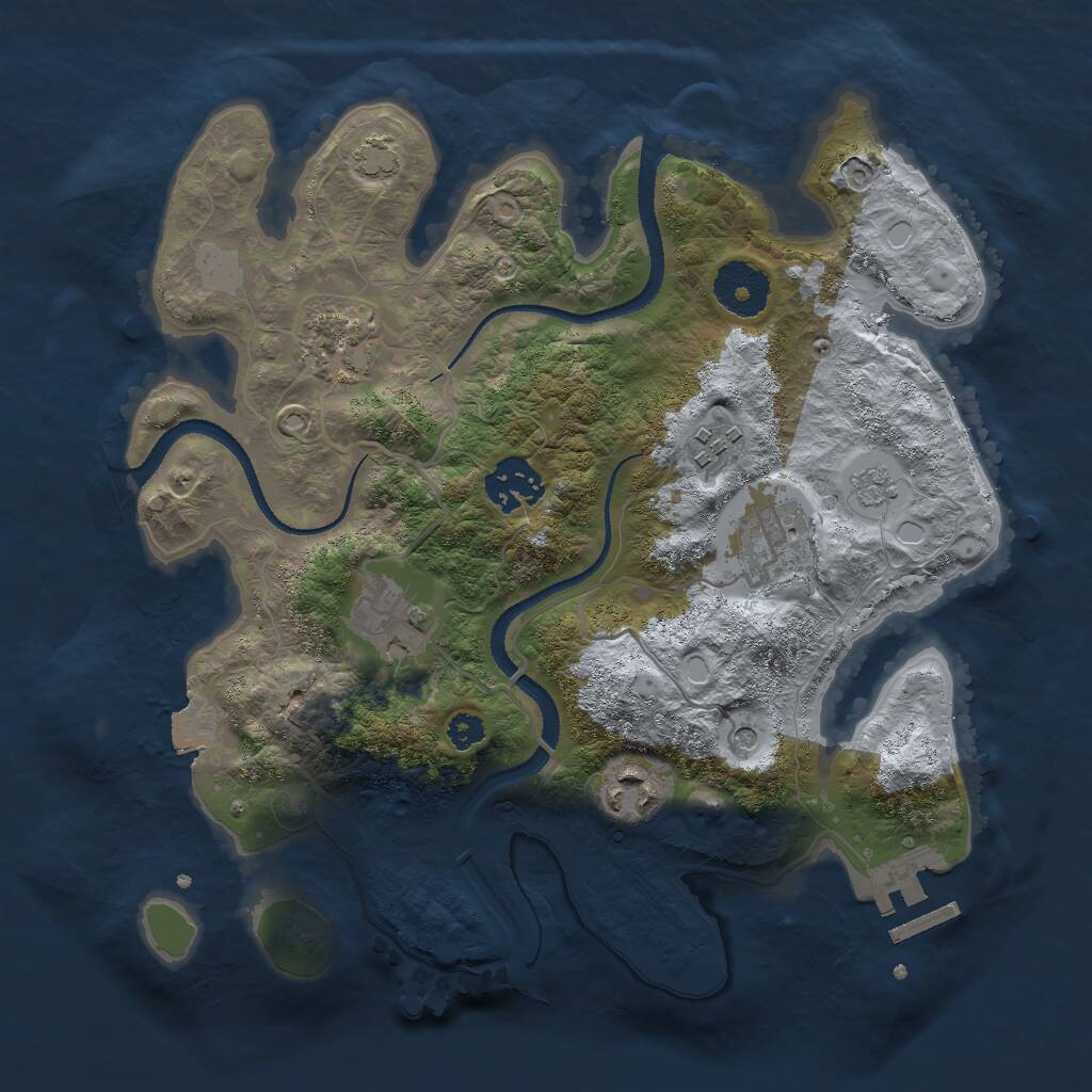 Rust Map: Procedural Map, Size: 3000, Seed: 1067169583, 11 Monuments