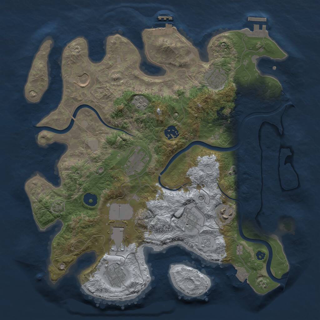 Rust Map: Procedural Map, Size: 3500, Seed: 340427765, 15 Monuments