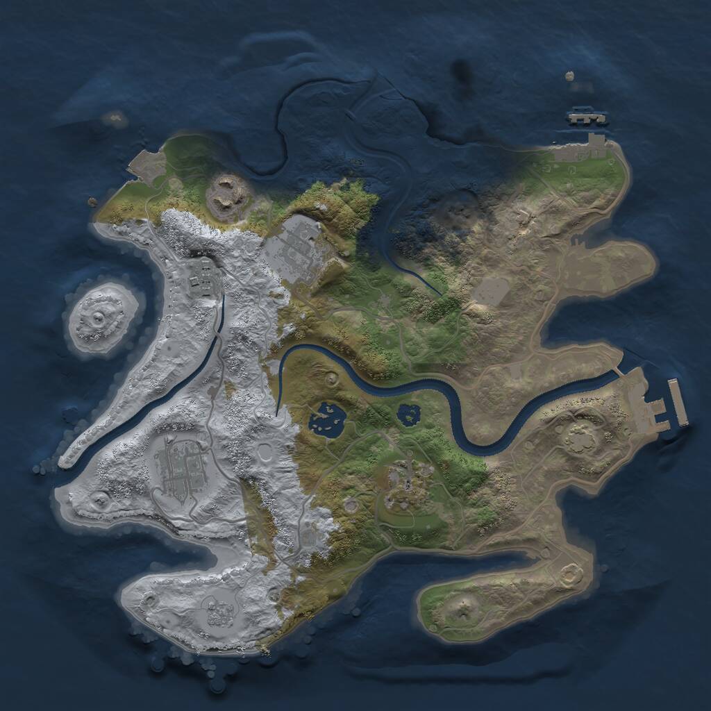 Rust Map: Procedural Map, Size: 3000, Seed: 2143913755, 11 Monuments