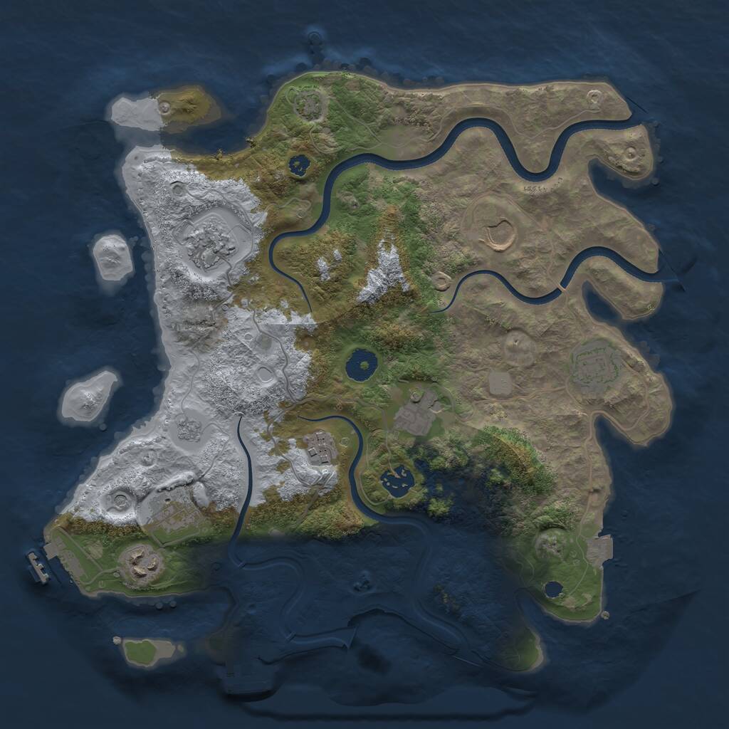 Rust Map: Procedural Map, Size: 3500, Seed: 801625054, 14 Monuments