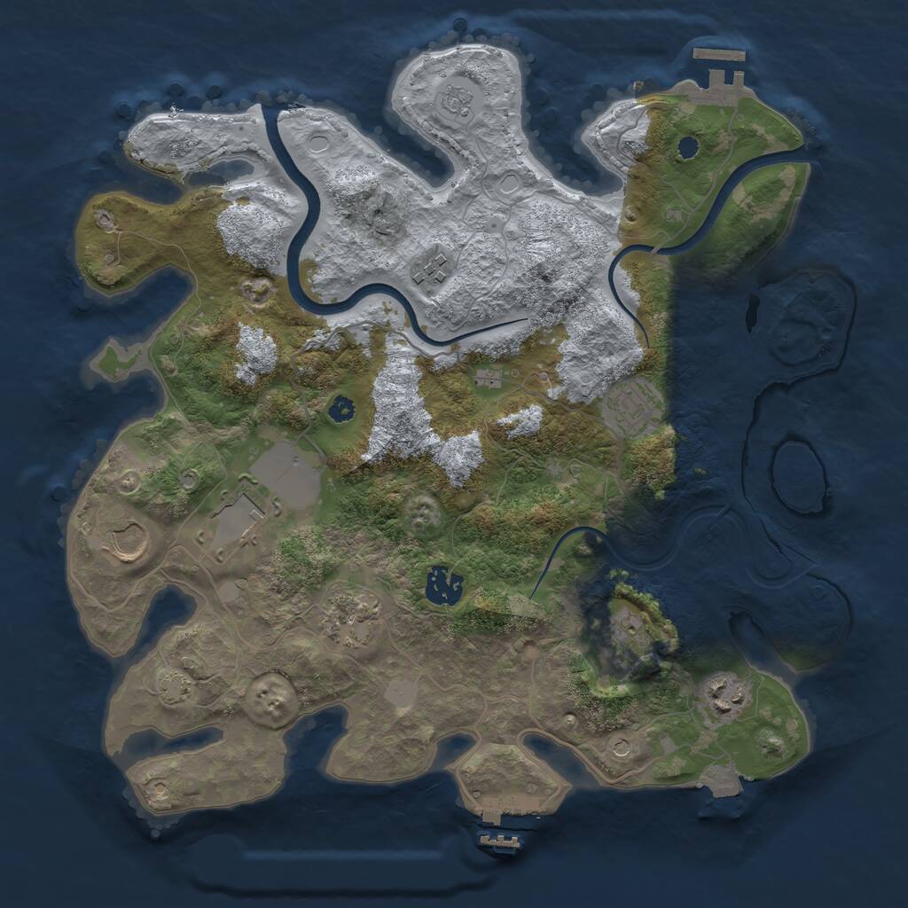 Rust Map: Procedural Map, Size: 3500, Seed: 373896451, 14 Monuments