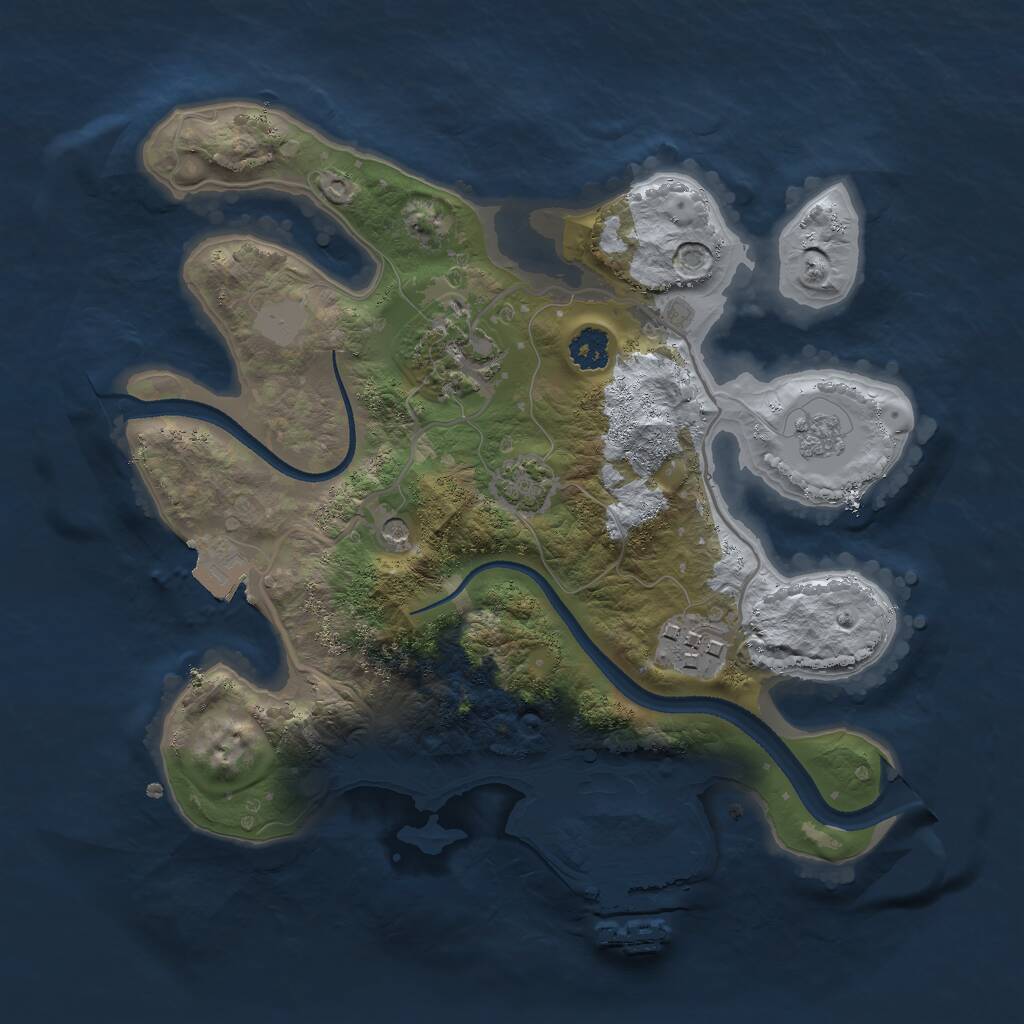 Rust Map: Procedural Map, Size: 2500, Seed: 1660149844, 7 Monuments