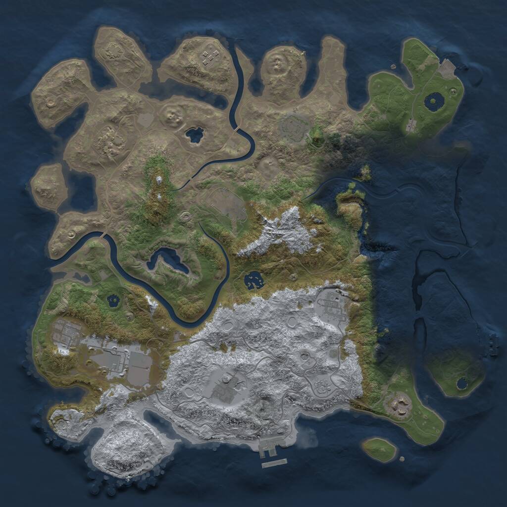 Rust Map: Procedural Map, Size: 4000, Seed: 1341679996, 16 Monuments