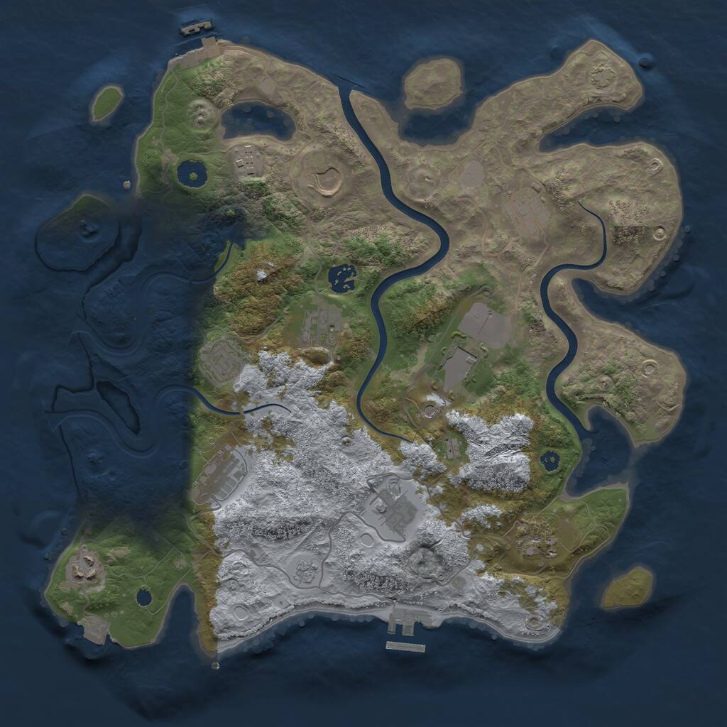 Rust Map: Procedural Map, Size: 3750, Seed: 474023105, 17 Monuments