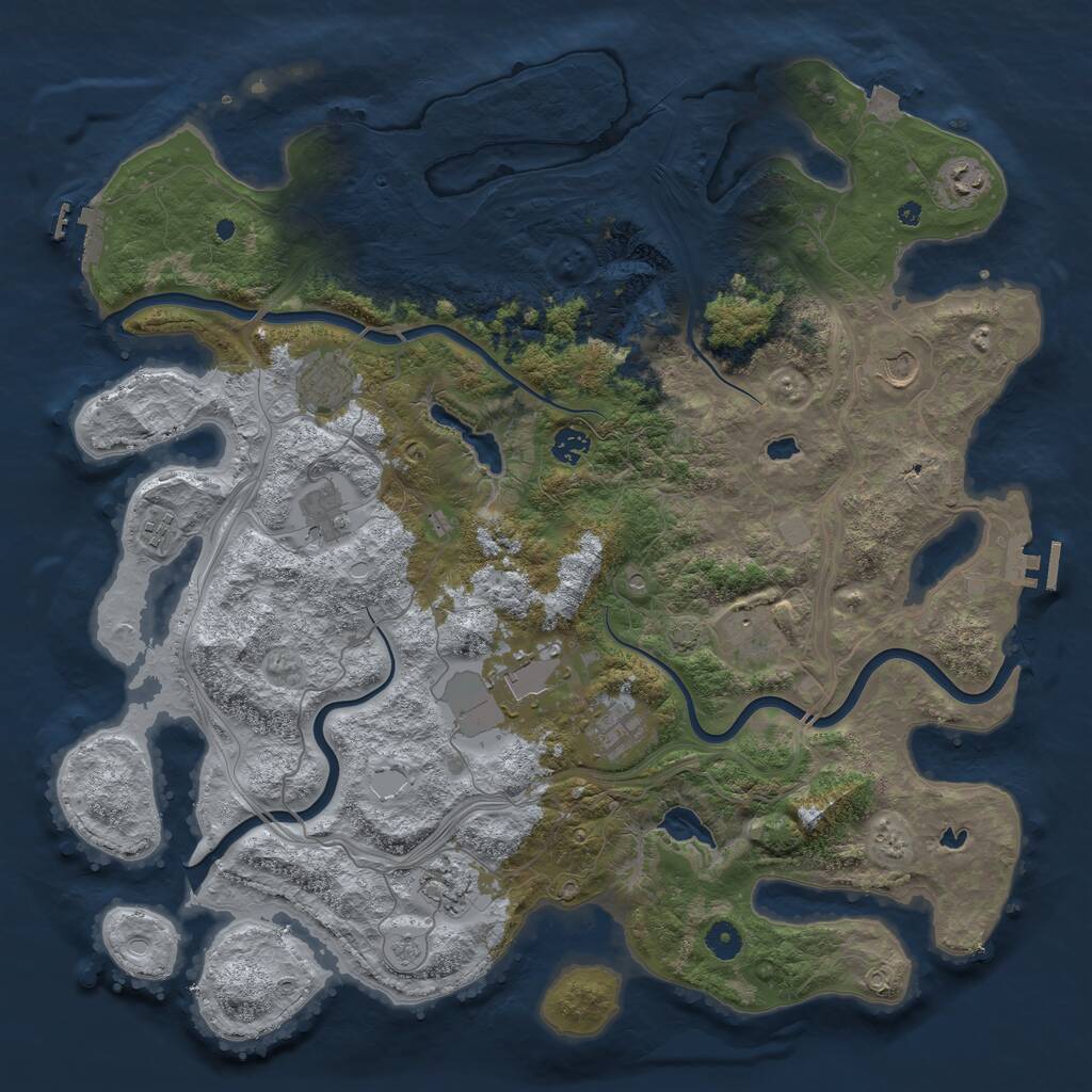 Rust Map: Procedural Map, Size: 4500, Seed: 852062150, 16 Monuments