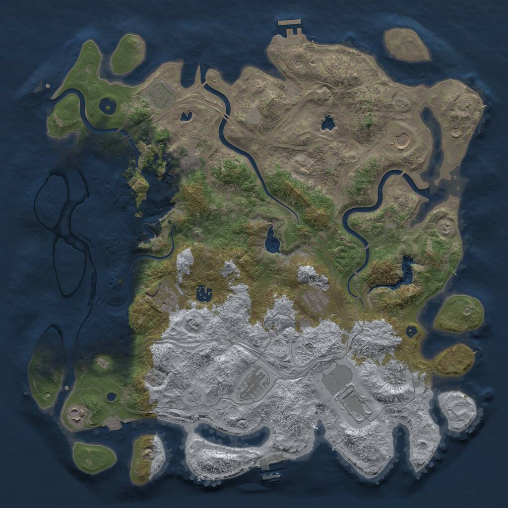 Rust Map: Procedural Map, Size: 4500, Seed: 1509201054, 17 Monuments