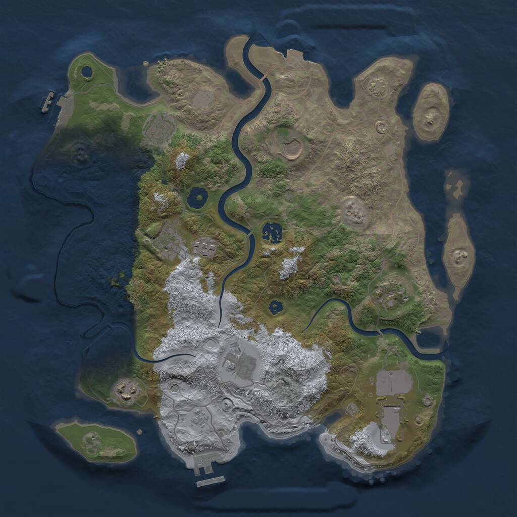Rust Map: Procedural Map, Size: 3700, Seed: 3774059, 15 Monuments