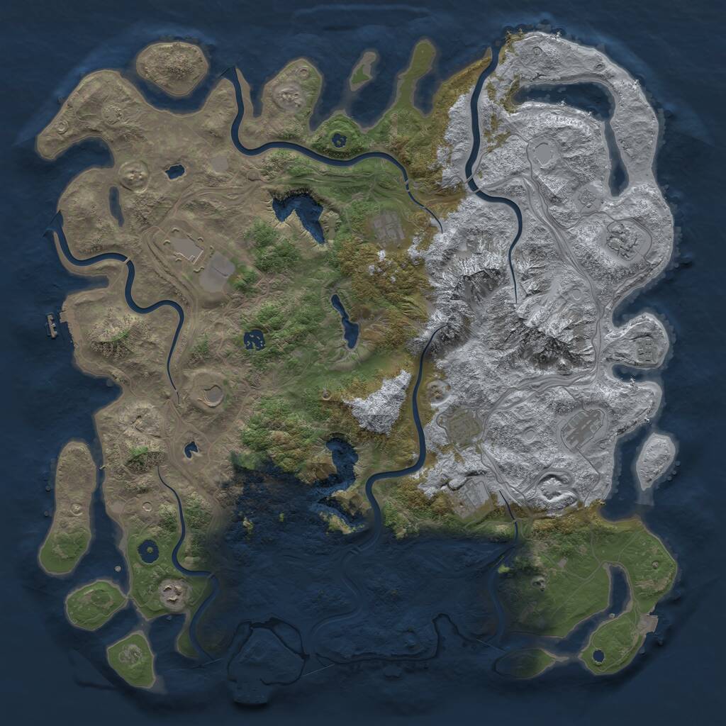 Rust Map: Procedural Map, Size: 5000, Seed: 1133945626, 16 Monuments