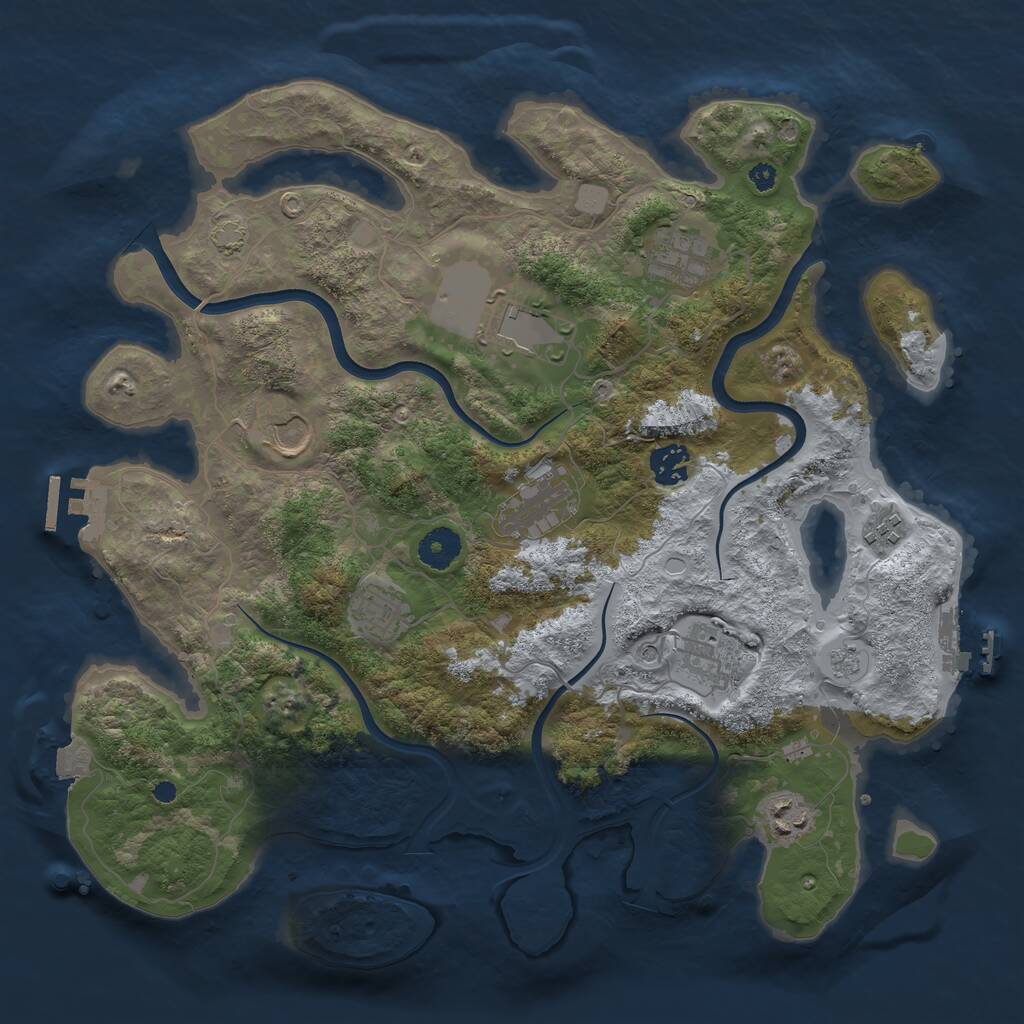 Rust Map: Procedural Map, Size: 3750, Seed: 34, 15 Monuments