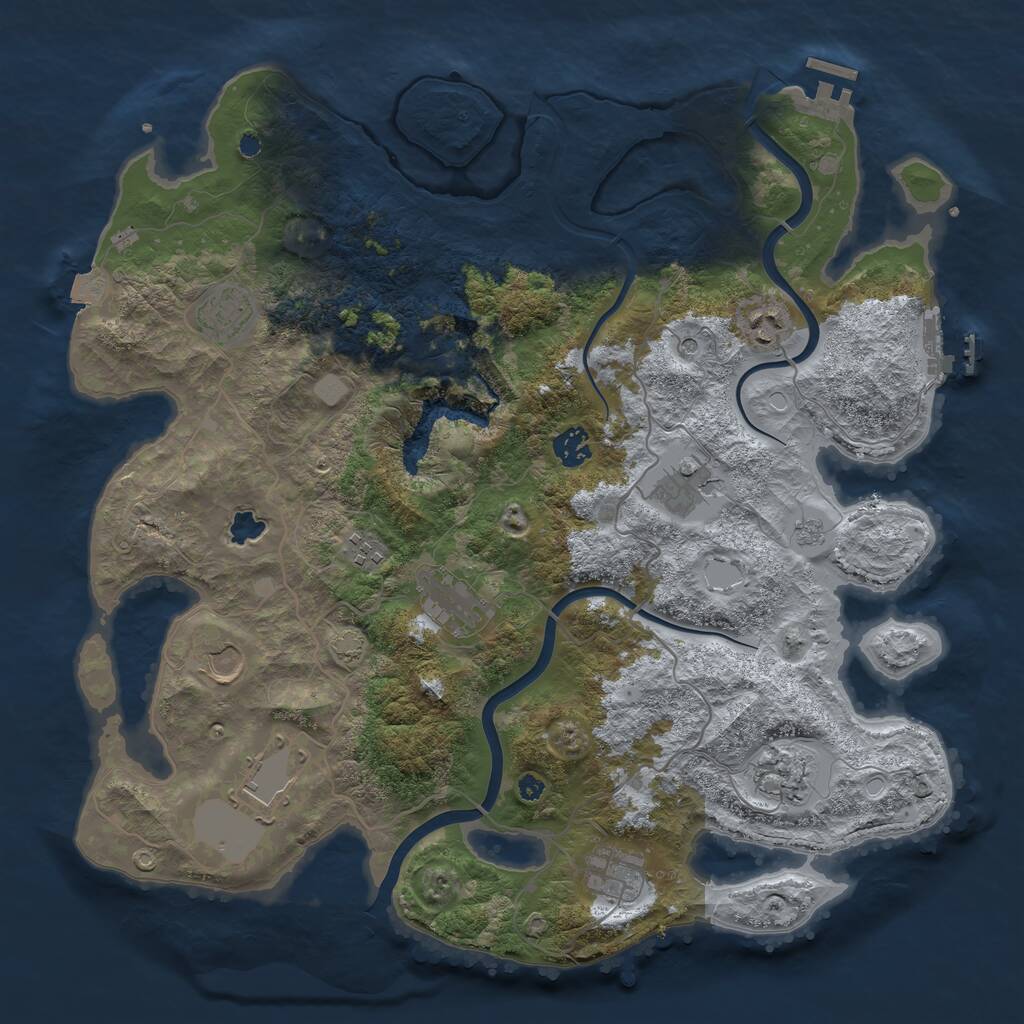 Rust Map: Procedural Map, Size: 4000, Seed: 45668, 16 Monuments