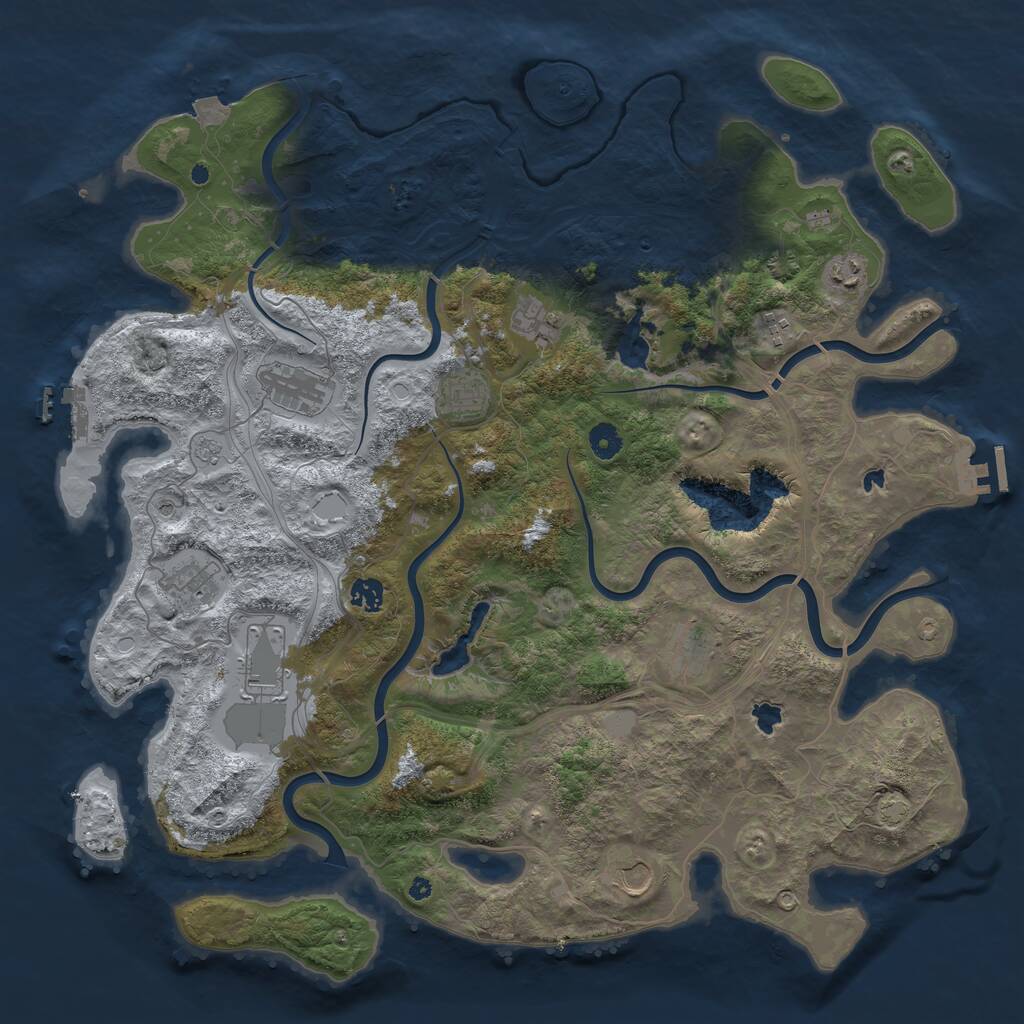 Rust Map: Procedural Map, Size: 4500, Seed: 812120359, 16 Monuments