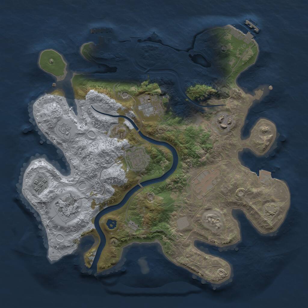 Rust Map: Procedural Map, Size: 3000, Seed: 1250738538, 12 Monuments