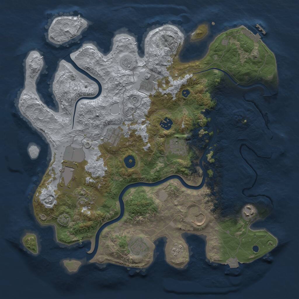 Rust Map: Procedural Map, Size: 3750, Seed: 152254905, 16 Monuments